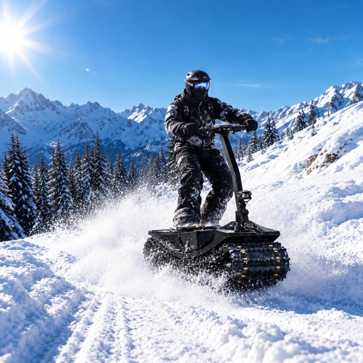 Handheld Foldable 72V 47ah Lithium Powered Tracked Snowmobile